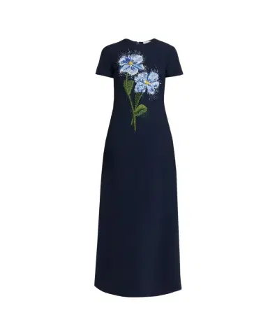 Oscar de la Renta Floral Beaded Short-Sleeve A-Line Gown | Thumbnail 1 Oscar de la Renta Floral Beaded Short-Sleeve A-Line Gown | Thumbnail 1