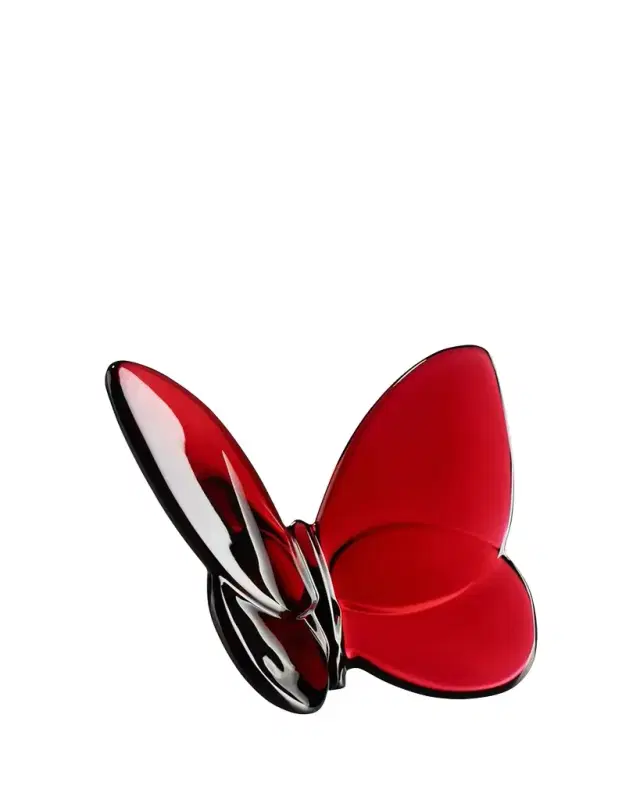 Baccarat 2.5" Lucky Crystal Red Butterfly