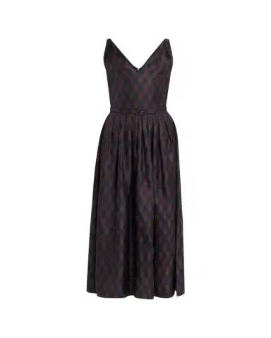 Oscar de la Renta Sleeveless Argyle Silk Belted Midi Dress | Thumbnail 1 Oscar de la Renta Sleeveless Argyle Silk Belted Midi Dress | Thumbnail 1
