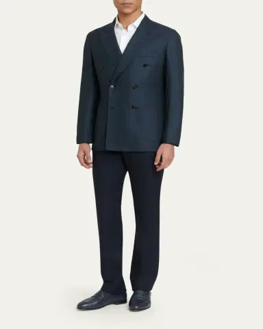 Brioni Men's Wool Herringbone Double-Breasted Sport Coat | Thumbnail 2