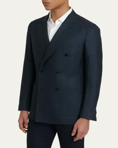 Brioni Men's Wool Herringbone Double-Breasted Sport Coat | Thumbnail 4