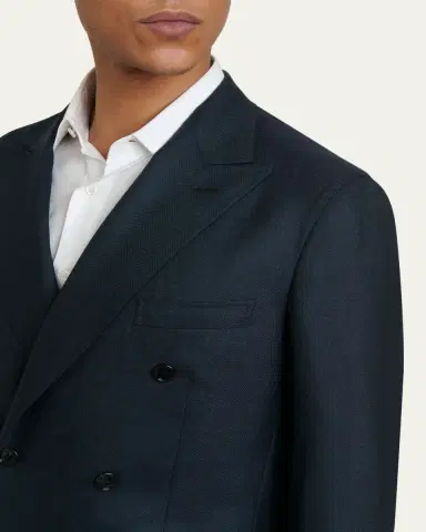 Brioni Men's Wool Herringbone Double-Breasted Sport Coat | Thumbnail 5