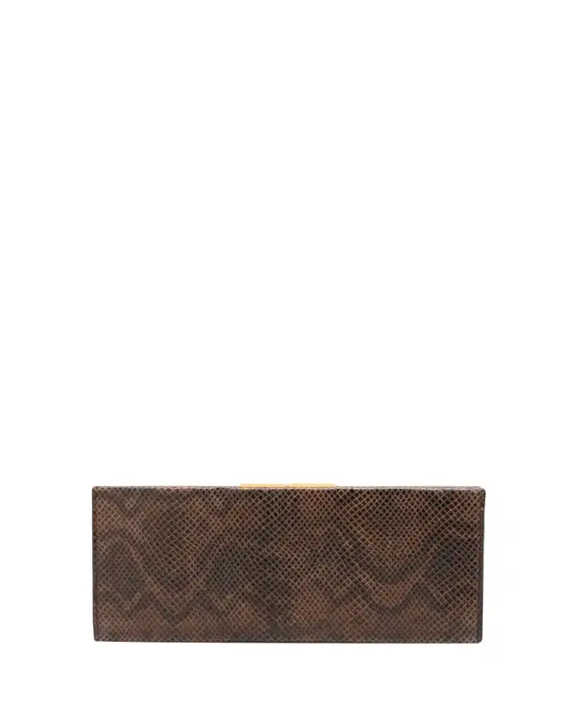 Nili Lotan Anjelica Snakeskin-Embossed Leather Clutch Bag