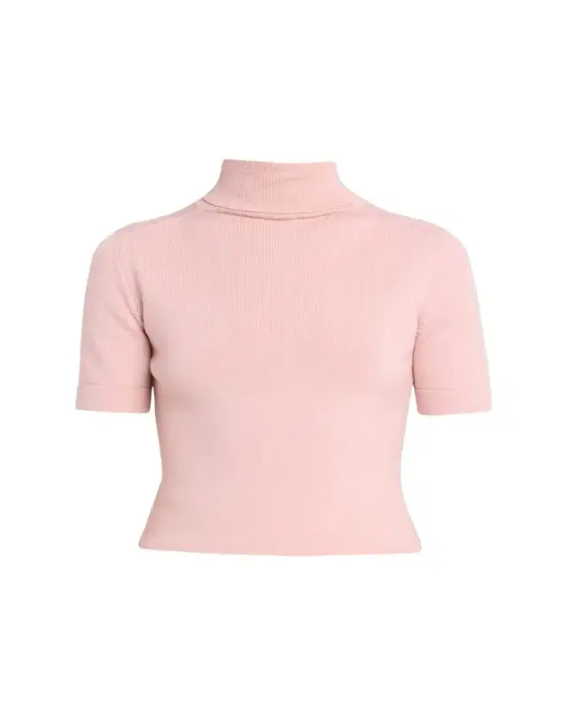 Oscar de la Renta Turtleneck Short-Sleeve Wool Sweater