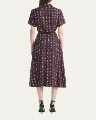 Altuzarra Kiera Diamond-Print Silk Short-Sleeve Midi Shirtdress | Thumbnail 3