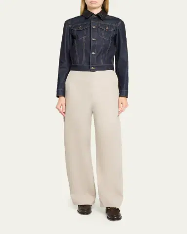 Bottega Veneta Intrecciato Collar Cotton Denim Jacket | Thumbnail 2