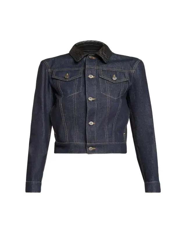 Bottega Veneta Intrecciato Collar Cotton Denim Jacket