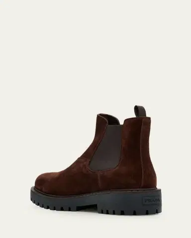 Prada Men's Folder Suede Lug-Sole Chelsea Boots | Thumbnail 2