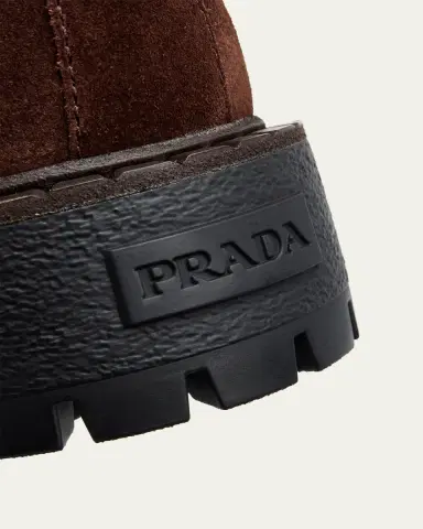 Prada Men's Folder Suede Lug-Sole Chelsea Boots | Thumbnail 3