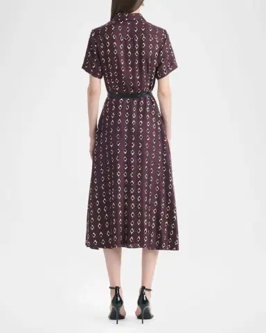 Altuzarra Kiera Diamond-Print Silk Short-Sleeve Midi Shirtdress | Thumbnail 3