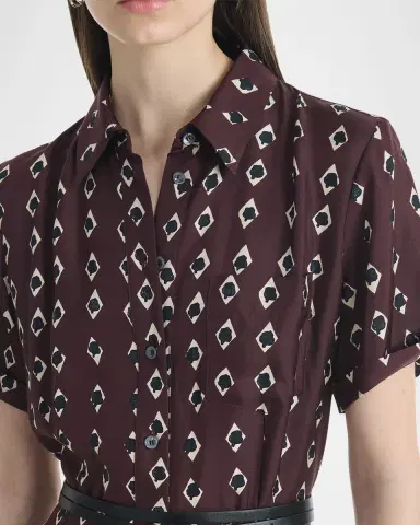 Altuzarra Kiera Diamond-Print Silk Short-Sleeve Midi Shirtdress | Thumbnail 5