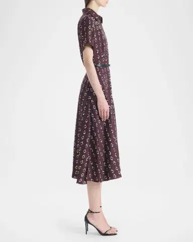 Altuzarra Kiera Diamond-Print Silk Short-Sleeve Midi Shirtdress | Thumbnail 6