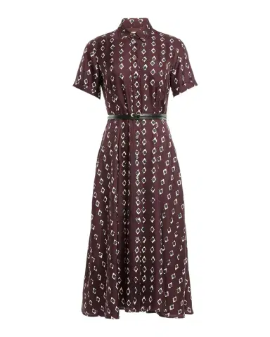 Altuzarra Kiera Diamond-Print Silk Short-Sleeve Midi Shirtdress | Thumbnail 1