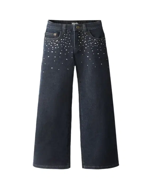 Molo Girl's Asta Rhinestone Wide-Leg Denim Jeans, Size 8-16