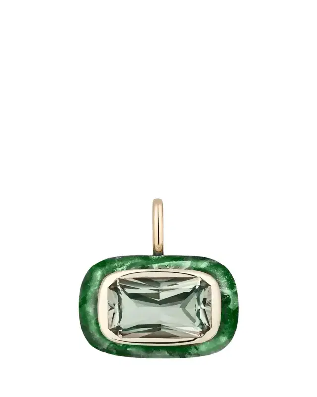 Mason and Books 14K Jumbo Floret Pendant with East-West Prasiolite and Jade