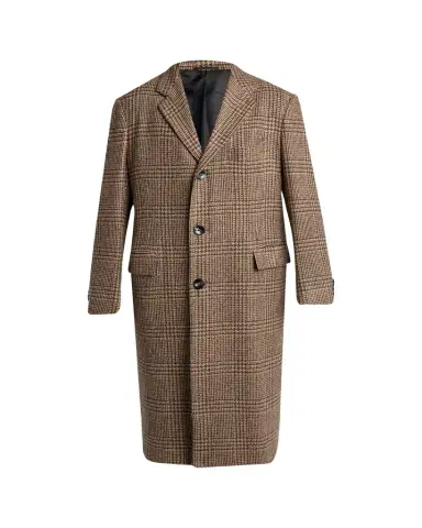 Kiton Men's Glen Plaid Cashmere and Virgin Wool Overcoat | Thumbnail 1