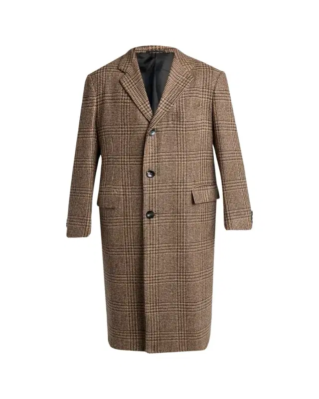 Kiton Men's Glen Plaid Cashmere and Virgin Wool Overcoat