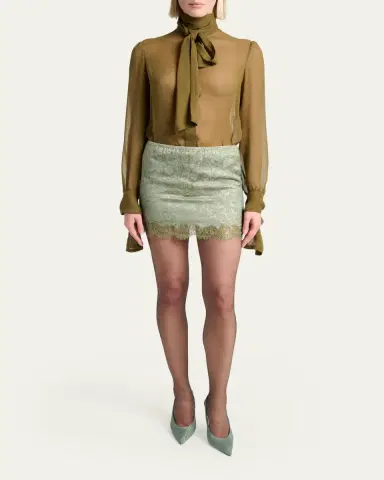 Saint Laurent Jacquard and Lace Baroque Mini Skirt | Thumbnail 2 Saint Laurent Jacquard and Lace Baroque Mini Skirt | Thumbnail 2