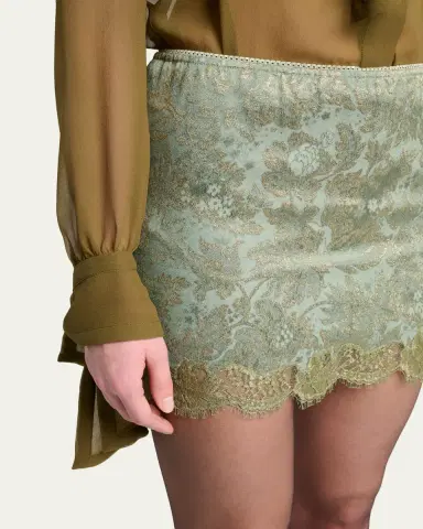 Saint Laurent Jacquard and Lace Baroque Mini Skirt | Thumbnail 5 Saint Laurent Jacquard and Lace Baroque Mini Skirt | Thumbnail 5