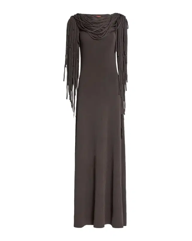 Altuzarra Chaney Fringe Cowl-Neck Gown