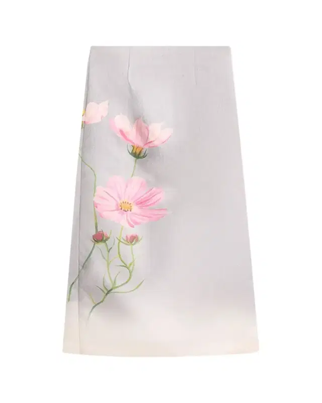 Oscar de la Renta Cosmos Flower-Print Satin Midi Skirt
