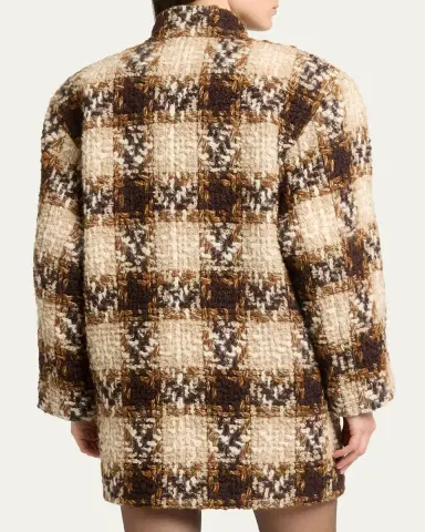 Saint Laurent Check Tweed Short Coat | Thumbnail 3 Saint Laurent Check Tweed Short Coat | Thumbnail 3