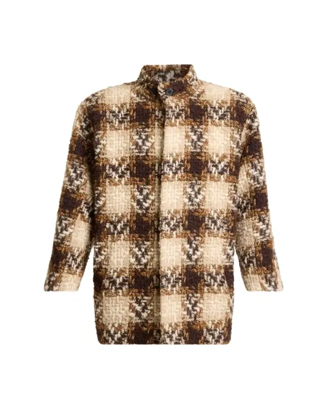Saint Laurent Check Tweed Short Coat