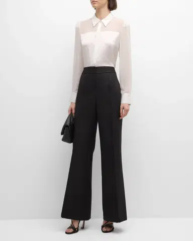 Milly Nash High-Rise Wide-Leg Cady Pants | Thumbnail 3