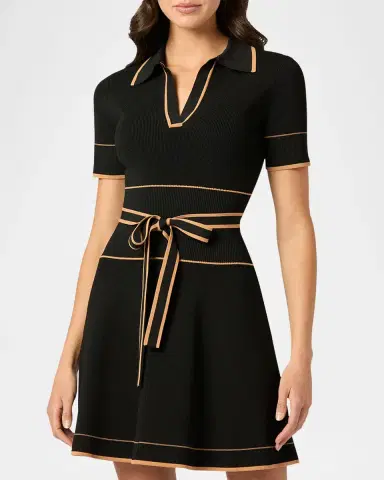 Shoshanna Maggie Tie-Waist Rib Knit Mini Dress | Thumbnail 3