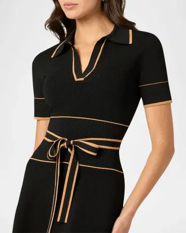 Shoshanna Maggie Tie-Waist Rib Knit Mini Dress | Thumbnail 4
