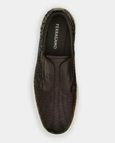 Ferragamo Men's Alfie Braided Leather Slip-On Shoes | Thumbnail 5 Ferragamo Men's Alfie Braided Leather Slip-On Shoes | Thumbnail 5