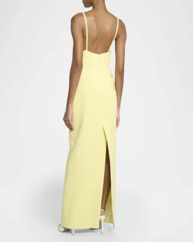 Elie Saab Floral Embroidered Cady Column Maxi Dress | Thumbnail 3