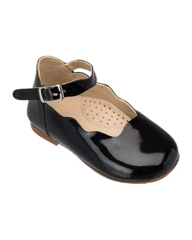 Elephantito Kid 's Ondina Scalloped Leather Ballet Flats, Baby/Toddler