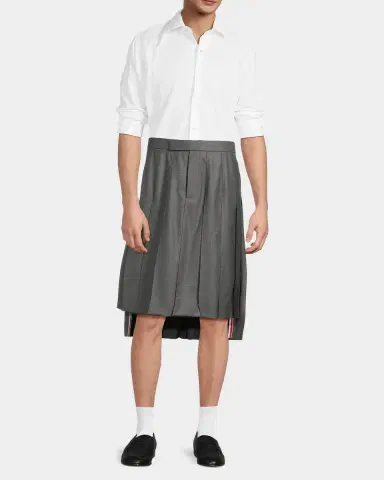 Thom Browne Pleated Wool Twill High-Low Skirt | Thumbnail 2 Thom Browne Pleated Wool Twill High-Low Skirt | Thumbnail 2