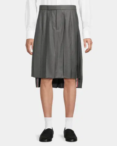 Thom Browne Pleated Wool Twill High-Low Skirt | Thumbnail 4 Thom Browne Pleated Wool Twill High-Low Skirt | Thumbnail 4