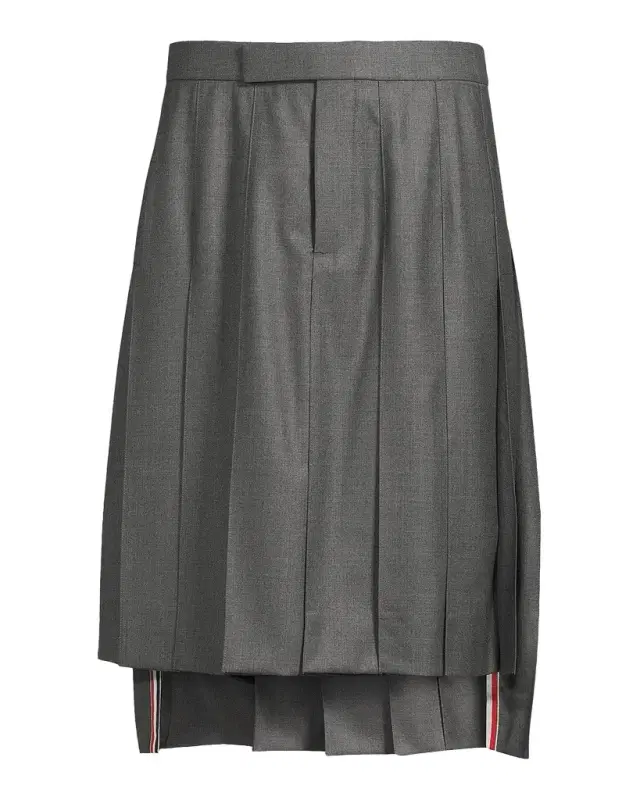 Thom Browne Pleated Wool Twill High-Low Skirt