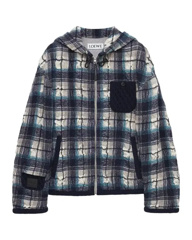 Loewe Men 's Plaid Hooded Jacket
