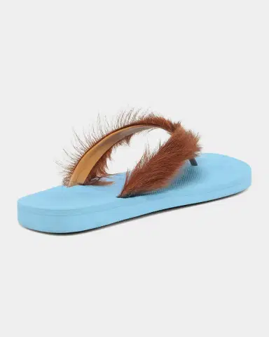 Marni Men 's Long Calf Hair Flip-Flop Sandals | Thumbnail 3