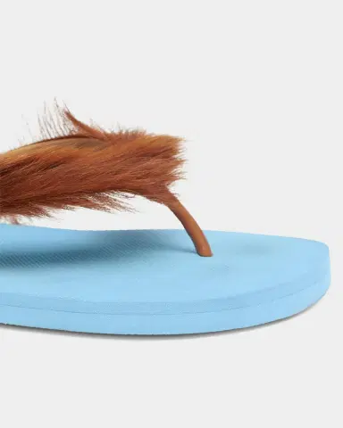 Marni Men 's Long Calf Hair Flip-Flop Sandals | Thumbnail 4