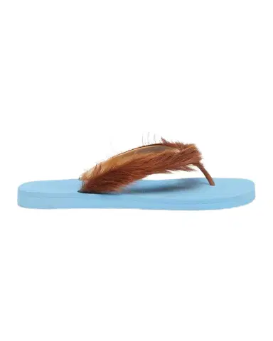 Marni Men 's Long Calf Hair Flip-Flop Sandals | Thumbnail 1