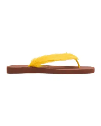 Marni Men 's Long Calf Hair Flip-Flop Sandals | Thumbnail 1