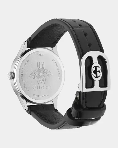 Gucci G-Timeless Stainless Steel, Black Onyx & Alligator-Effect Leather Bee Watch | Thumbnail 3 Gucci G-Timeless Stainless Steel, Black Onyx & Alligator-Effect Leather Bee Watch | Thumbnail 3