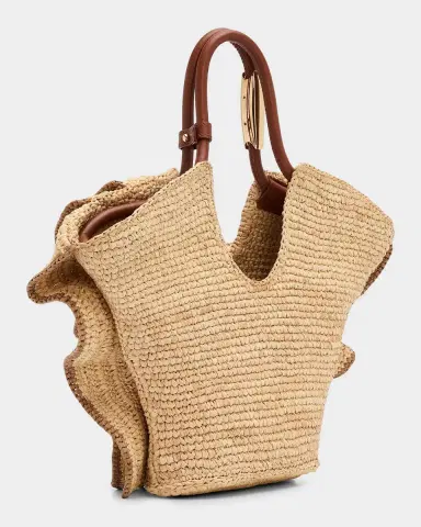 Zimmermann Goldentime Small Ruffled Raffia Tote Bag | Thumbnail 2 Zimmermann Goldentime Small Ruffled Raffia Tote Bag | Thumbnail 2