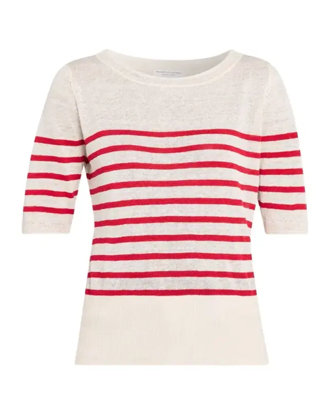 Majestic Filatures Linen Knit Striped Shirt