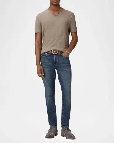 JOHN VARVATOS Men's Miles Raw-Edge Organic Cotton V-Neck T-Shirt | Thumbnail 2 JOHN VARVATOS Men's Miles Raw-Edge Organic Cotton V-Neck T-Shirt | Thumbnail 2