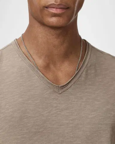 JOHN VARVATOS Men's Miles Raw-Edge Organic Cotton V-Neck T-Shirt | Thumbnail 5 JOHN VARVATOS Men's Miles Raw-Edge Organic Cotton V-Neck T-Shirt | Thumbnail 5