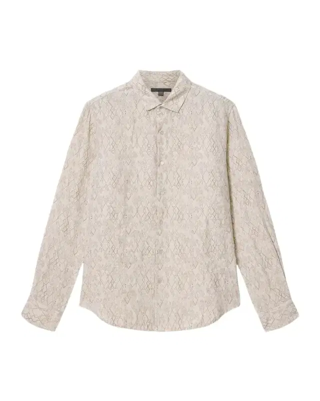 John Varvatos Men 's Thompson Linen Geometric Button-Down Shirt