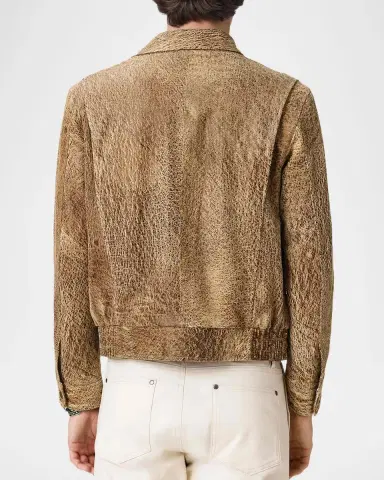 JOHN VARVATOS Men's Apollo Textured Leather Jacket | Thumbnail 3