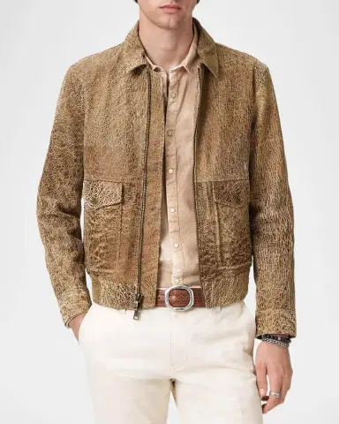 JOHN VARVATOS Men's Apollo Textured Leather Jacket | Thumbnail 4