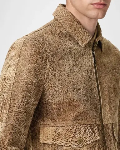 JOHN VARVATOS Men's Apollo Textured Leather Jacket | Thumbnail 5